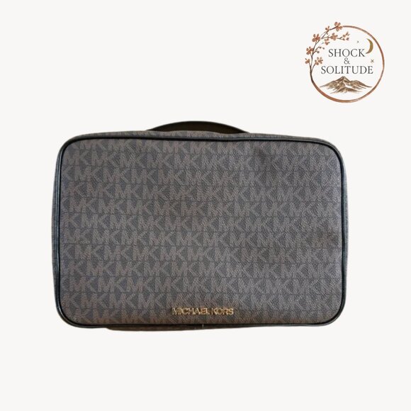 Michael Kors Handbags - NWT. Michael Kors Large Hanging Toiletry Case Travel Pouch MK Brown Retails $398